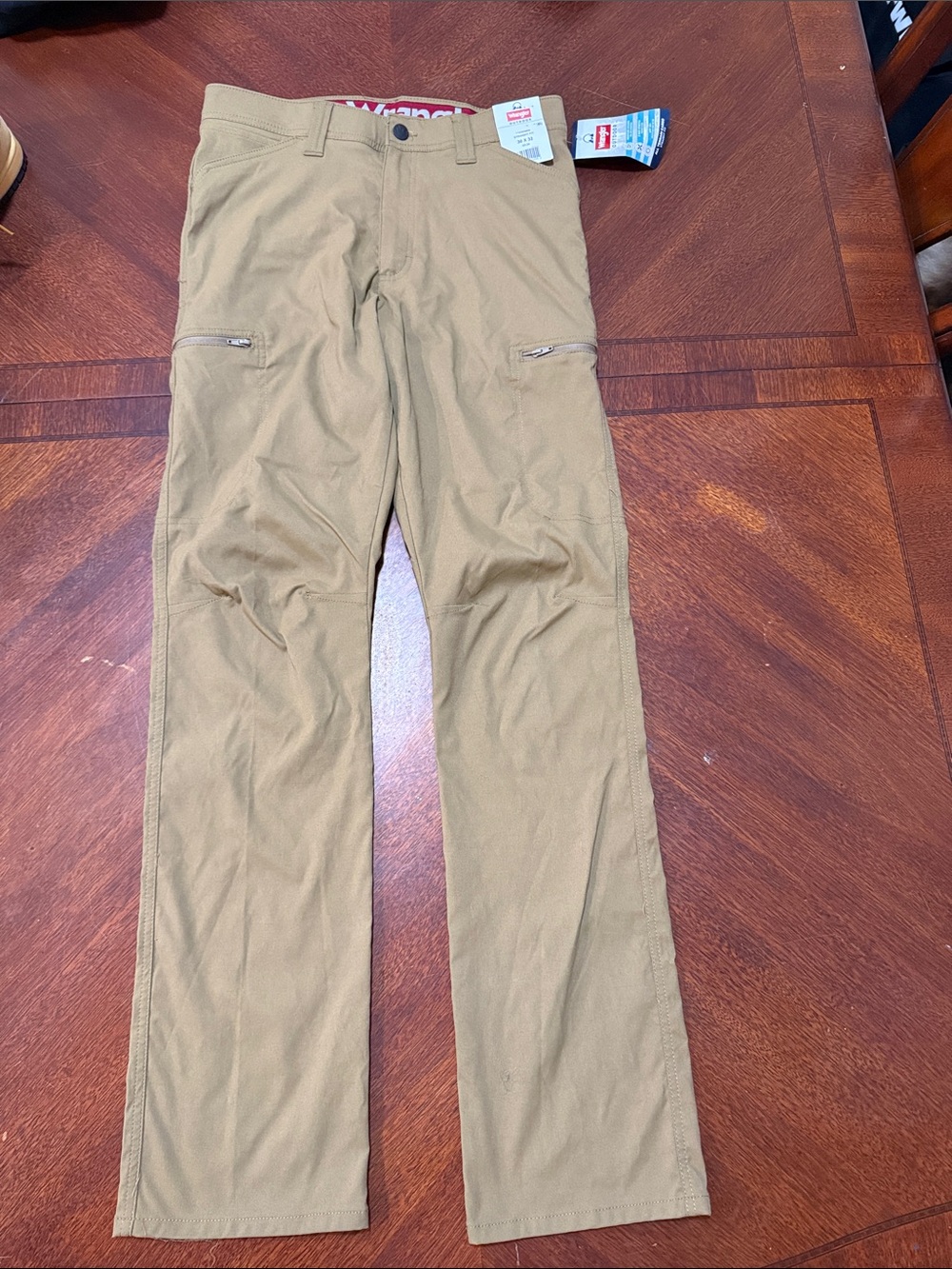 Wrangler Tan Cargo Pants with Zip Thigh Pockets